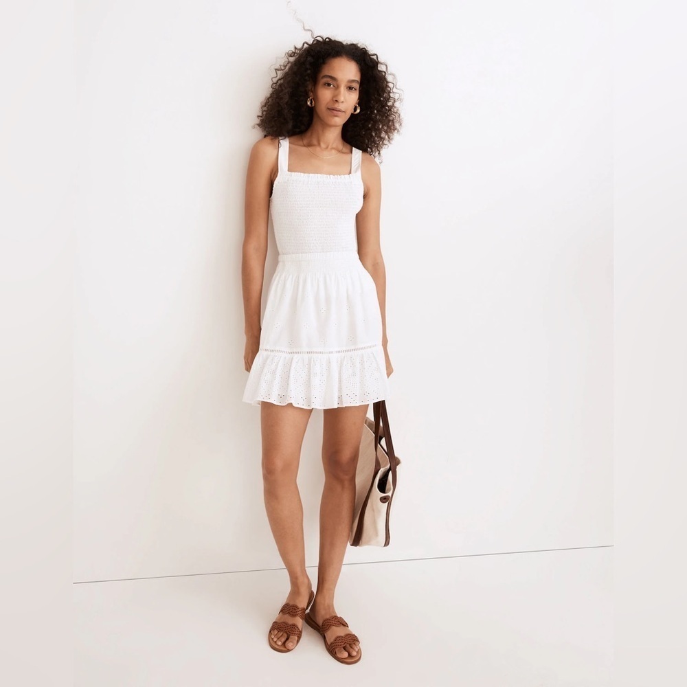 Madewell Embroidered Smock-Waist Ruffle Mini Skirt size XXS - Picture 2 of 9